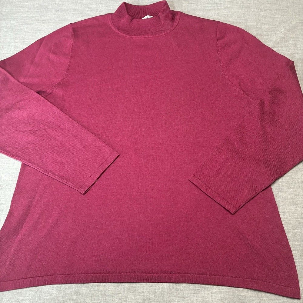 Pendleton Silk Blend Sweater Top XL Petite Pink Mock Neck Knit Office Capsule